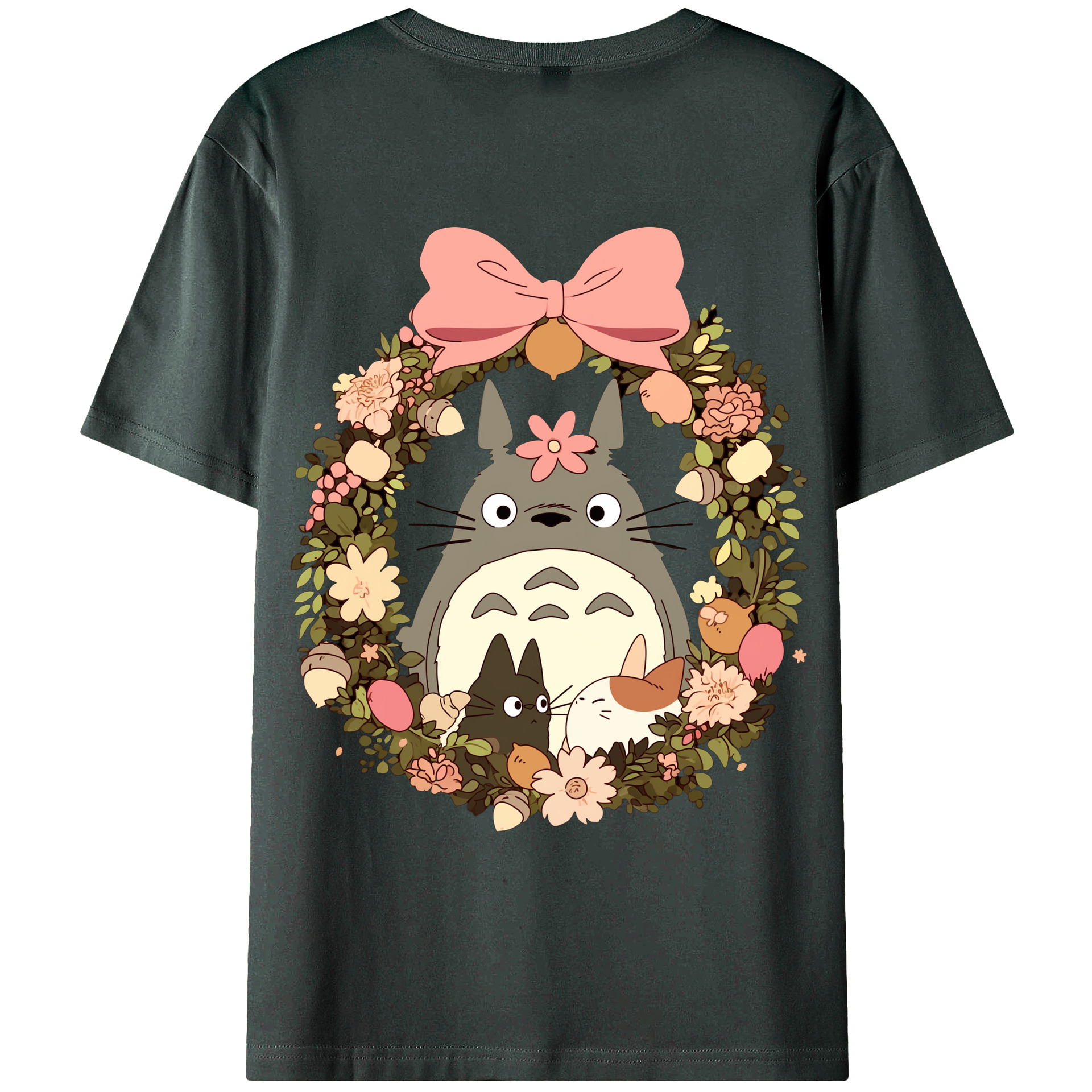 （画像用） となりのトトロ 草壁メイ 草壁サツキ My Neighbor Totoro Satsuki Kusakabe Mei Kusakabe 綿100％ メンズ半袖Tシャツ（バックプリント） 通気性